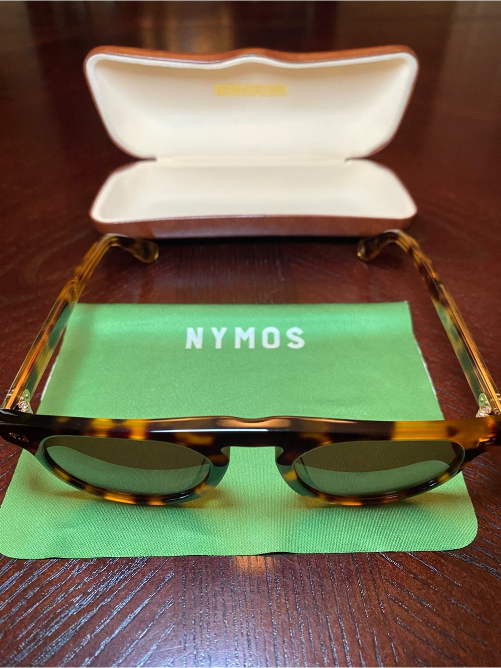NYMOS Tortoise Shell Sunglasses with gold accents, cleaning cloth and case - Picture 4 of 15